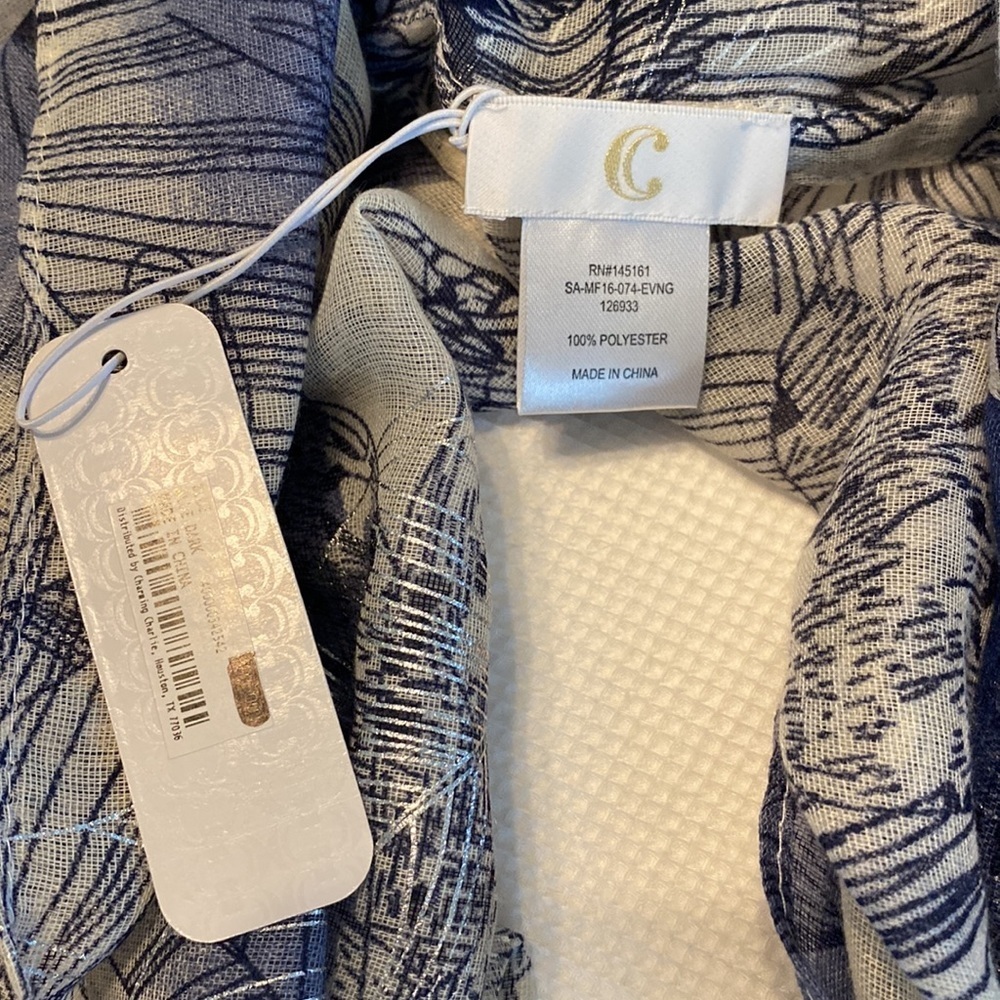 Infinity Scarf Silver and Blue Colors Leafs NWT - Picture 4 of 10